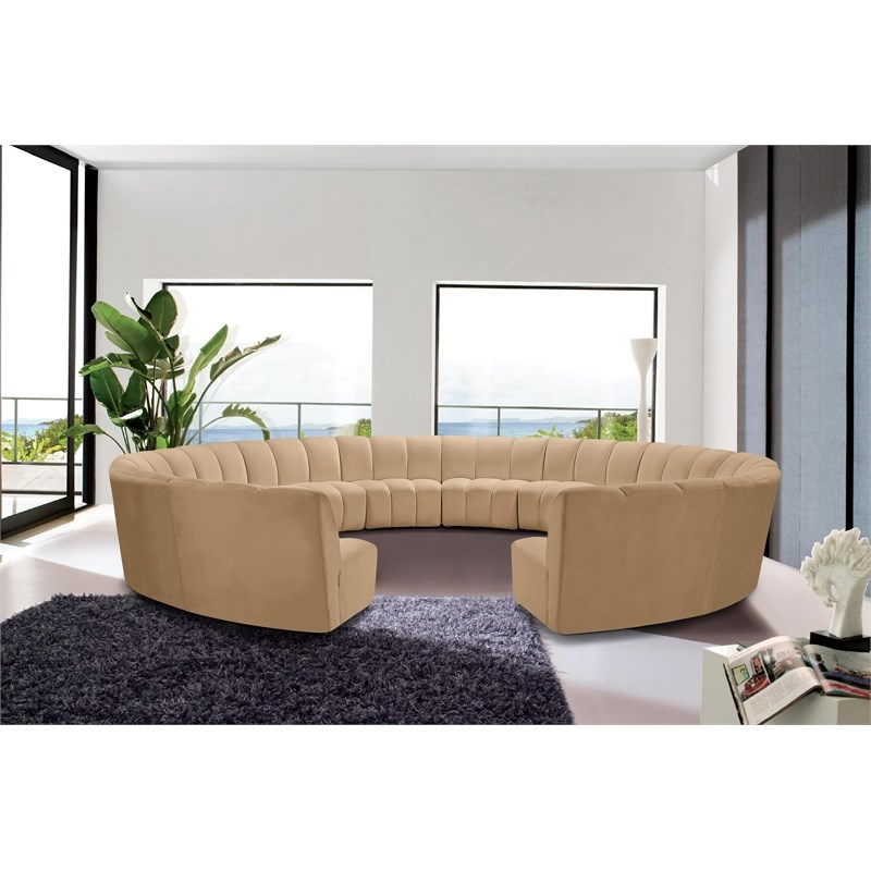 Meridian Furniture Infinity Camel Velvet 12pc. Modular Sectional