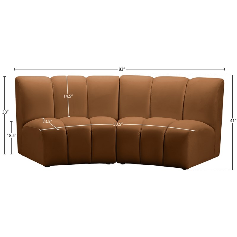 Meridian Furniture Infinity Saddle Velvet 2pc. Modular Sectional