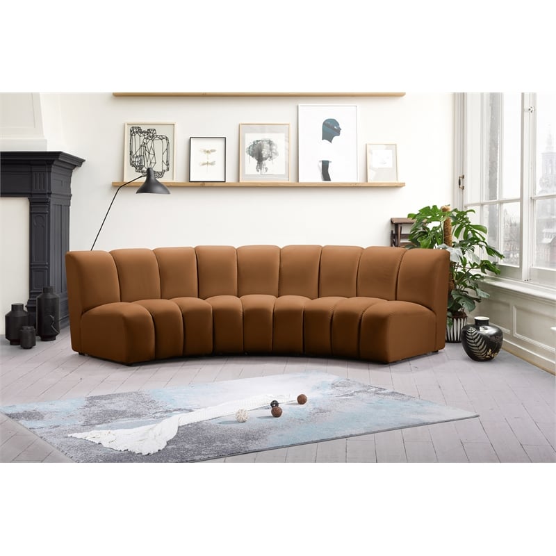 Meridian Furniture Infinity Saddle Velvet 3pc. Modular Sectional