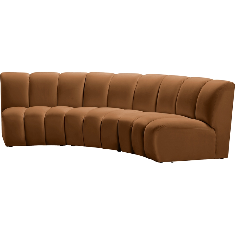 Meridian Furniture Infinity Saddle Velvet 3pc. Modular Sectional