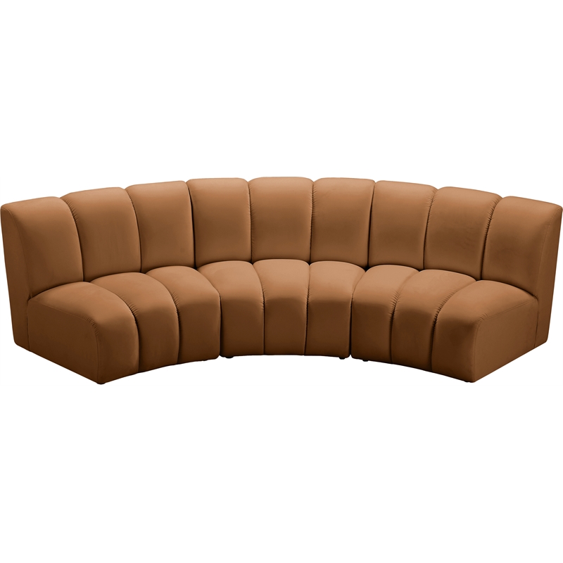Meridian Furniture Infinity Saddle Velvet 3pc. Modular Sectional