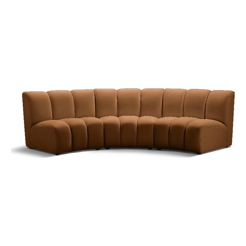 Meridian Furniture Infinity Saddle Velvet 3pc. Modular Sectional