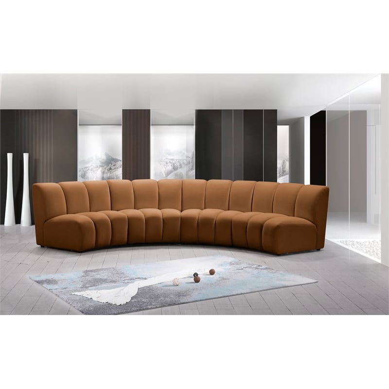 Meridian Furniture Infinity Saddle Velvet 4pc. Modular Sectional