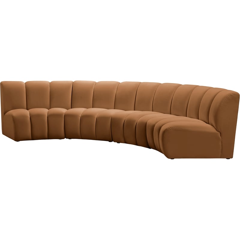 Meridian Furniture Infinity Saddle Velvet 4pc. Modular Sectional