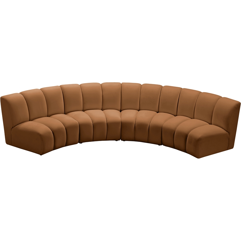 Meridian Furniture Infinity Saddle Velvet 4pc. Modular Sectional