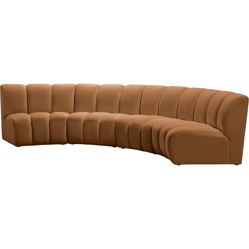 Meridian Furniture Infinity Saddle Velvet 4pc. Modular Sectional