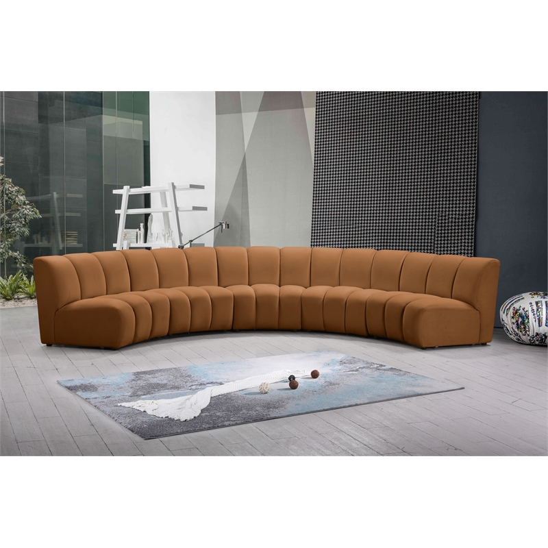 Meridian Furniture Infinity Saddle Velvet 5pc. Modular Sectional