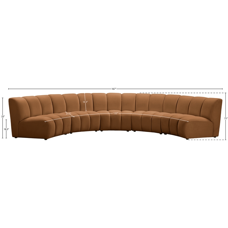 Meridian Furniture Infinity Saddle Velvet 5pc. Modular Sectional