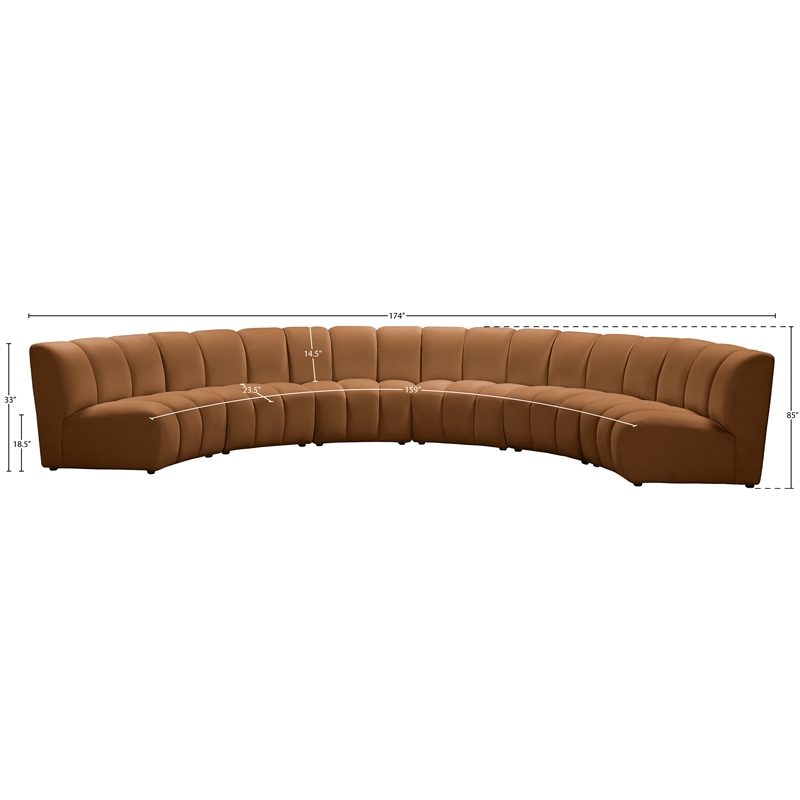Meridian Furniture Infinity Saddle Velvet 6pc. Modular Sectional