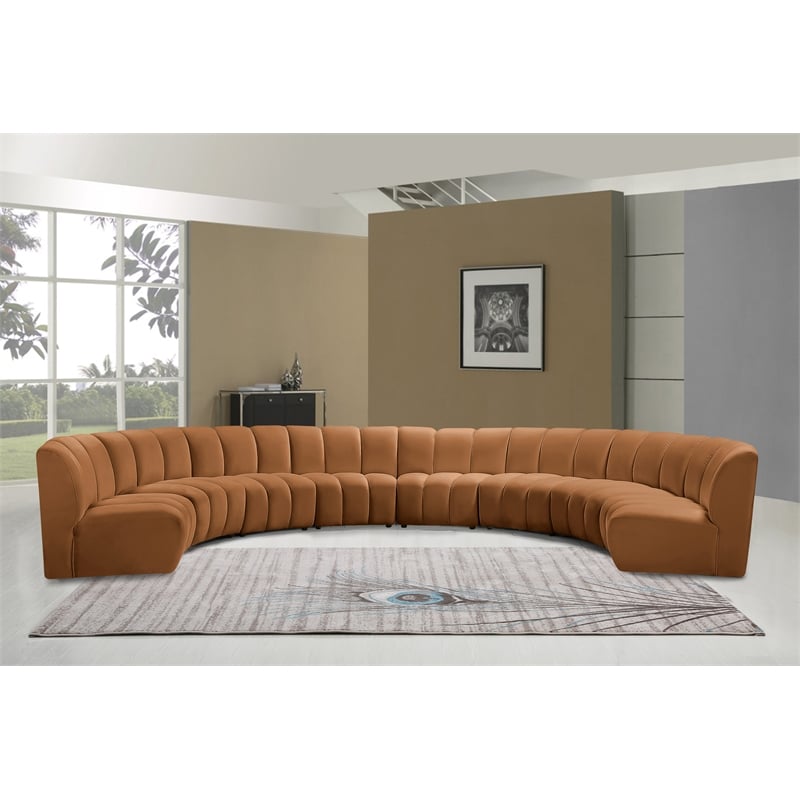Meridian Furniture Infinity Saddle Velvet 8pc. Modular Sectional