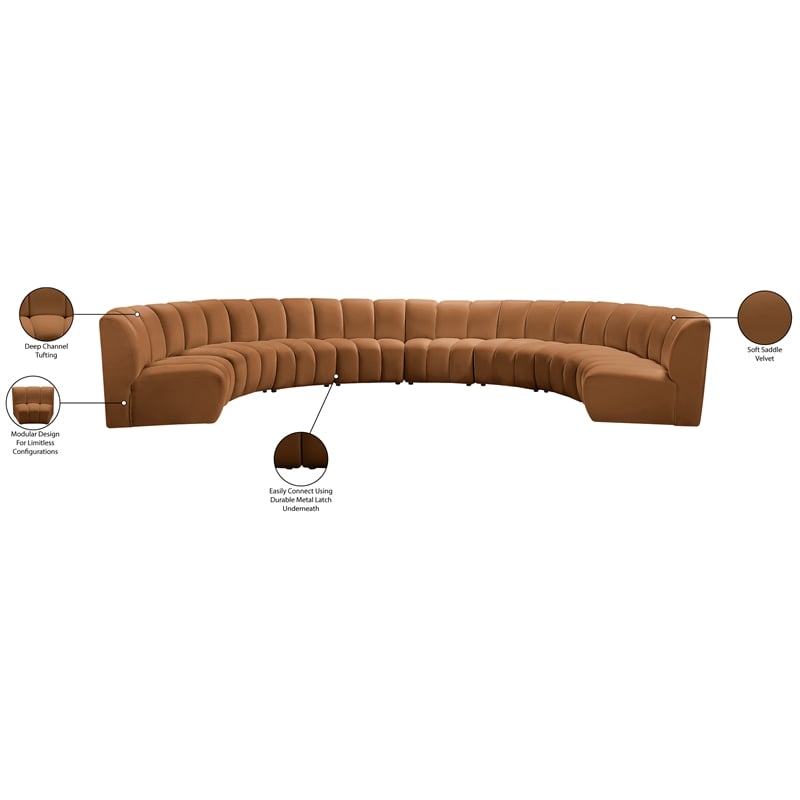 Meridian Furniture Infinity Saddle Velvet 8pc. Modular Sectional