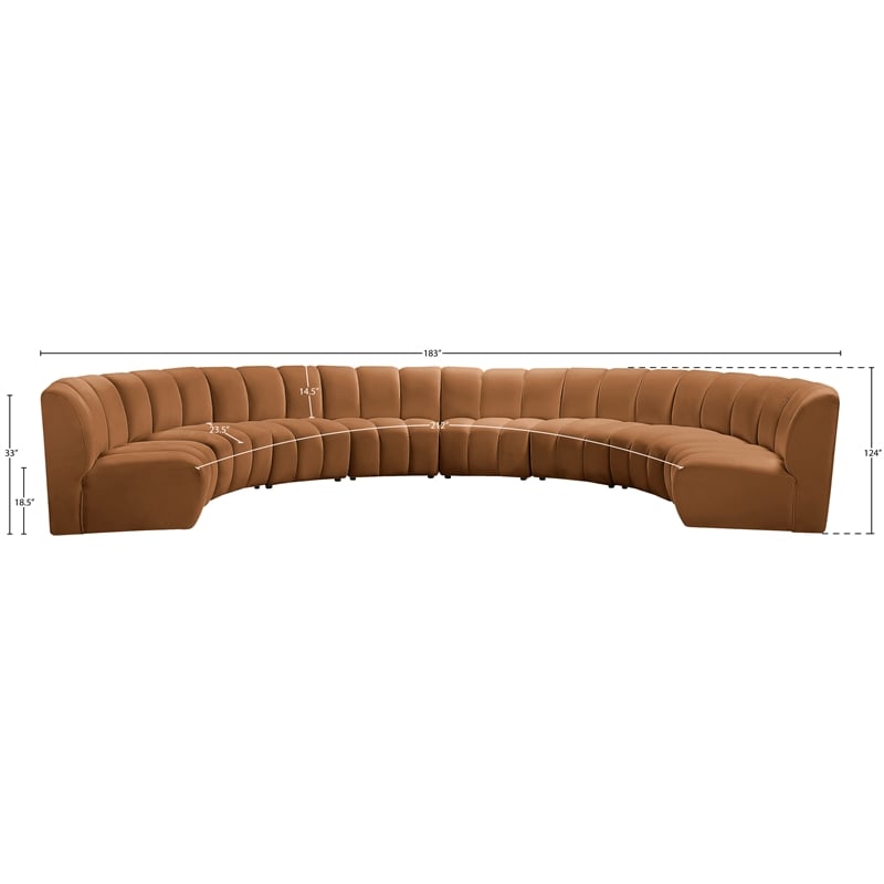 Meridian Furniture Infinity Saddle Velvet 8pc. Modular Sectional