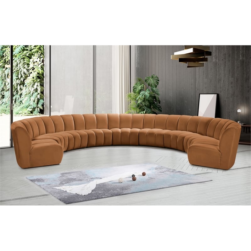 Meridian Furniture Infinity Saddle Velvet 9pc. Modular Sectional