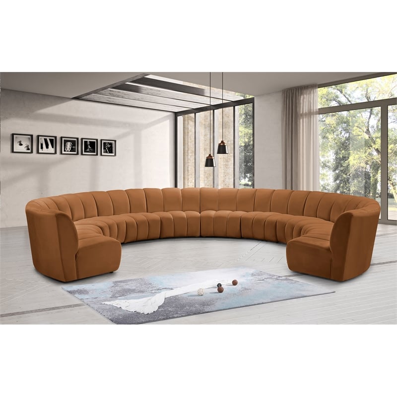 Meridian Furniture Infinity Saddle Velvet 10pc. Modular Sectional