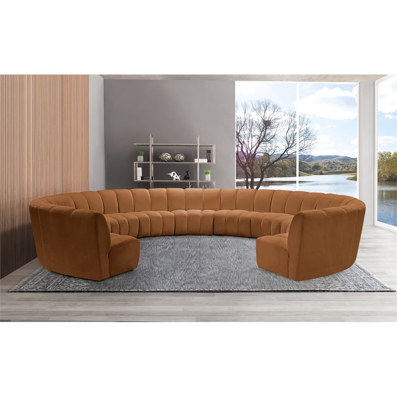 Meridian Furniture Infinity Saddle Velvet 11pc. Modular Sectional
