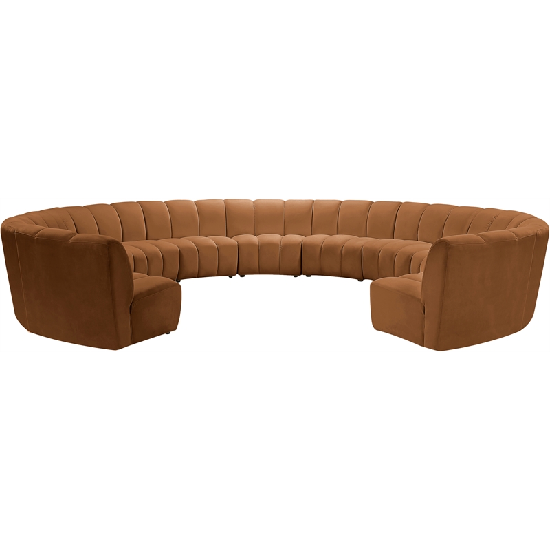 Meridian Furniture Infinity Saddle Velvet 11pc. Modular Sectional