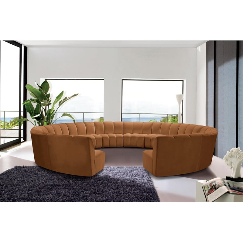 Meridian Furniture Infinity Saddle Velvet 12pc. Modular Sectional