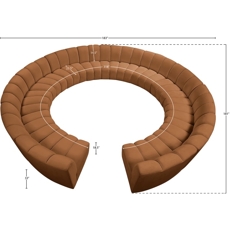 Meridian Furniture Infinity Saddle Velvet 12pc. Modular Sectional