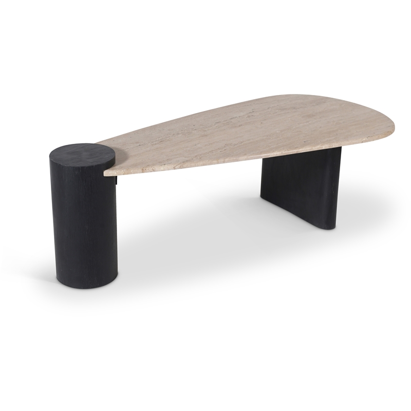 Meridian Furniture Taverna Natural Travertine / Oak Wood / Plywood Coffee Table