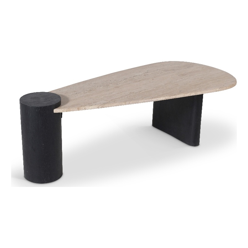 Meridian Furniture Taverna Natural Travertine / Oak Wood / Plywood Coffee Table