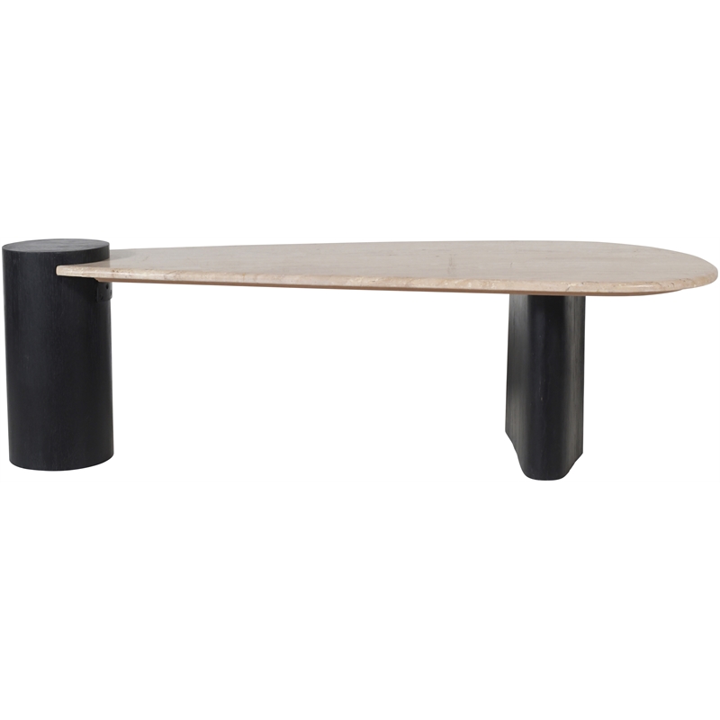 Meridian Furniture Taverna Natural Travertine / Oak Wood / Plywood Coffee Table