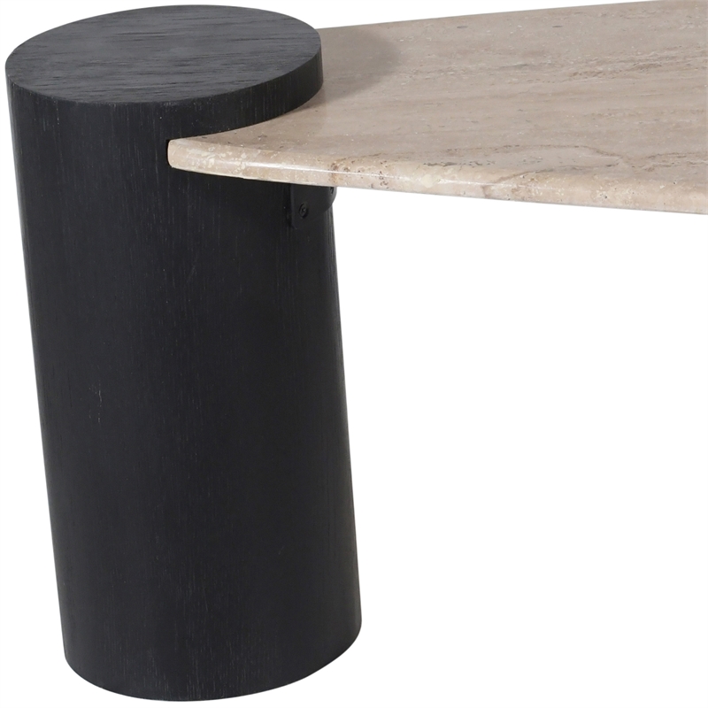 Meridian Furniture Taverna Natural Travertine / Oak Wood / Plywood Coffee Table