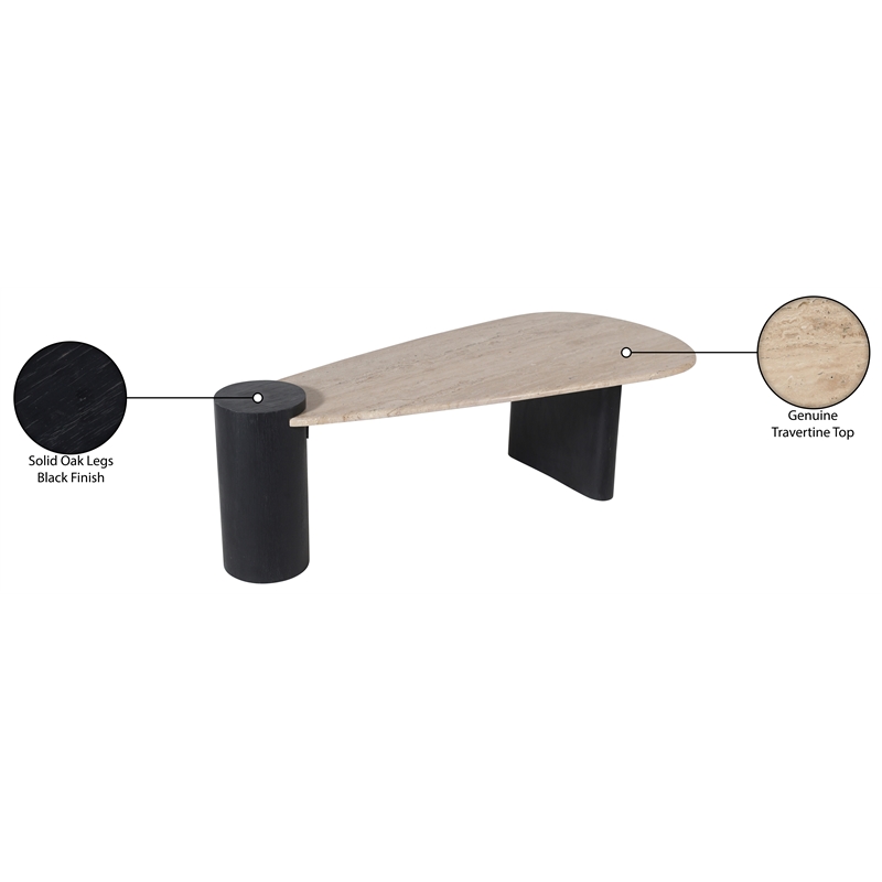 Meridian Furniture Taverna Natural Travertine / Oak Wood / Plywood Coffee Table