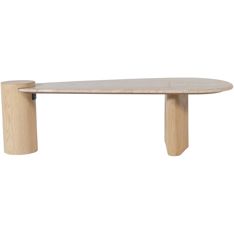 Meridian Furniture Taverna Natural Travertine / Oak Wood / Plywood Coffee Table