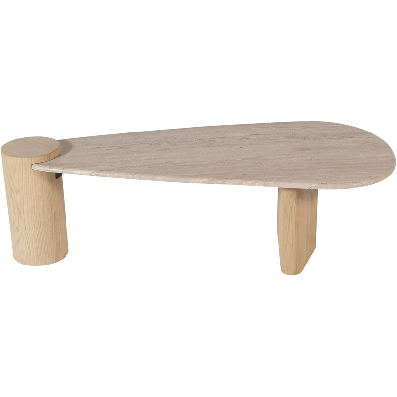 Meridian Furniture Taverna Natural Travertine / Oak Wood / Plywood Coffee Table