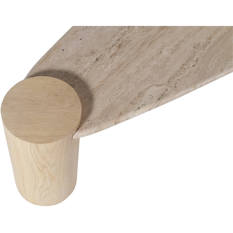 Meridian Furniture Taverna Natural Travertine / Oak Wood / Plywood Coffee Table