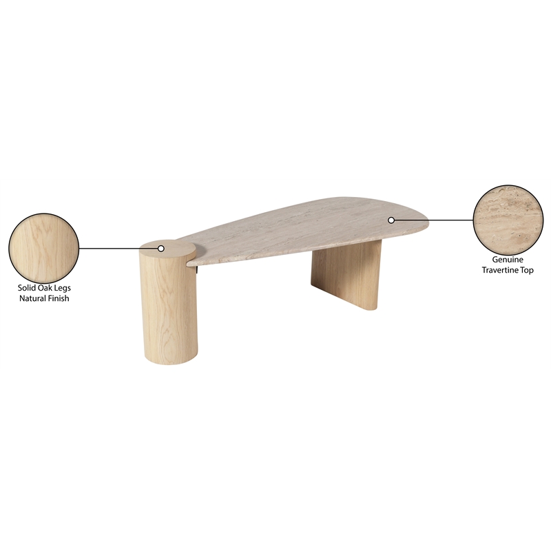 Meridian Furniture Taverna Natural Travertine / Oak Wood / Plywood Coffee Table