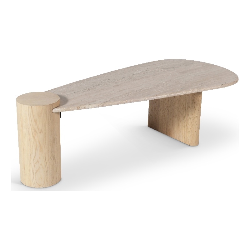 Meridian Furniture Taverna Natural Travertine / Oak Wood / Plywood Coffee Table