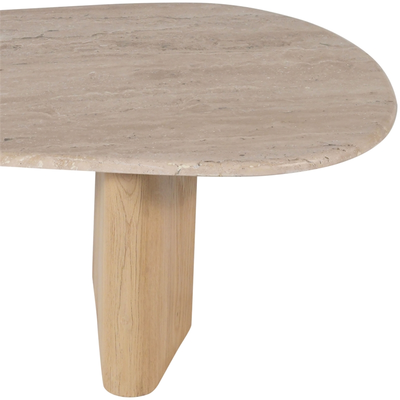Meridian Furniture Taverna Natural Travertine / Oak Wood / Plywood Coffee Table