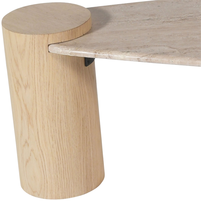 Meridian Furniture Taverna Natural Travertine / Oak Wood / Plywood Coffee Table