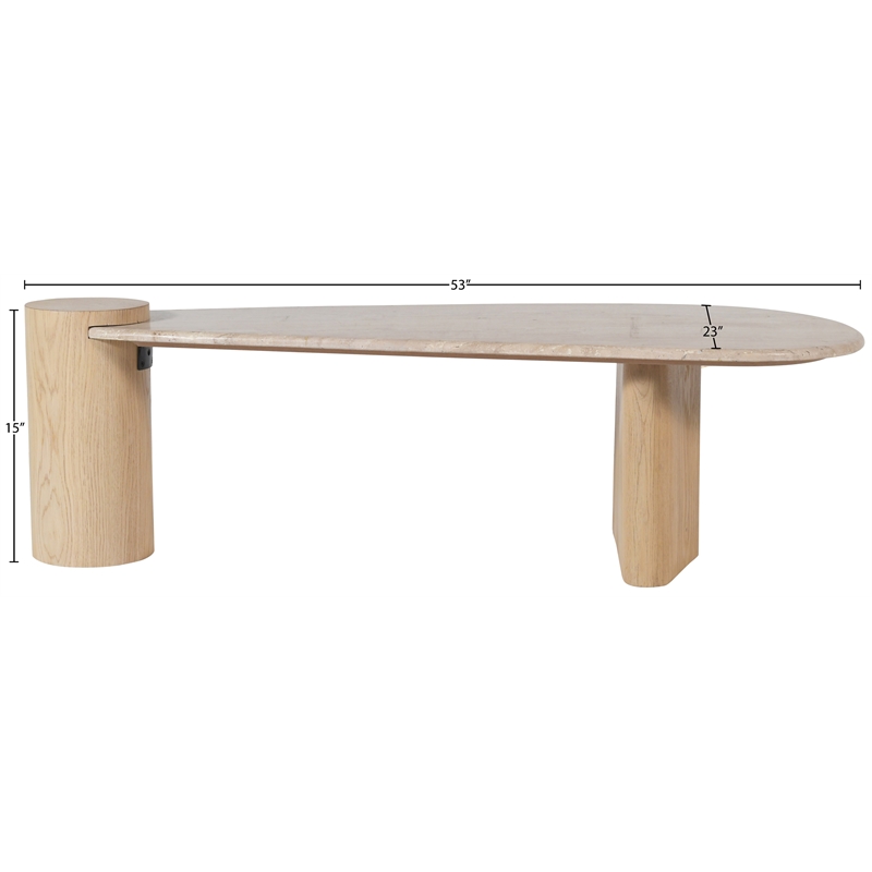 Meridian Furniture Taverna Natural Travertine / Oak Wood / Plywood Coffee Table