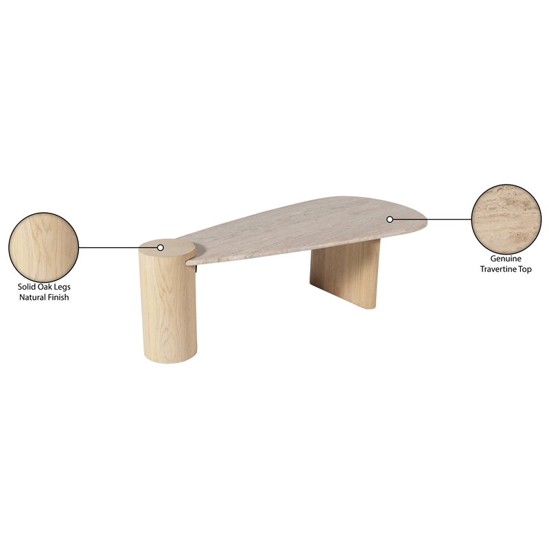 Meridian Furniture Taverna Natural Travertine / Oak Wood / Plywood Coffee Table