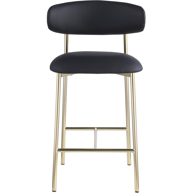 Meridian Furniture Lupita Black Vegan Leather Counter Stool (Set of 2)