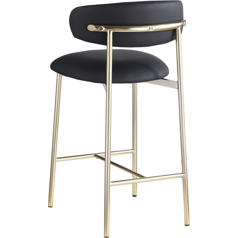 Meridian Furniture Lupita Black Vegan Leather Counter Stool (Set of 2)