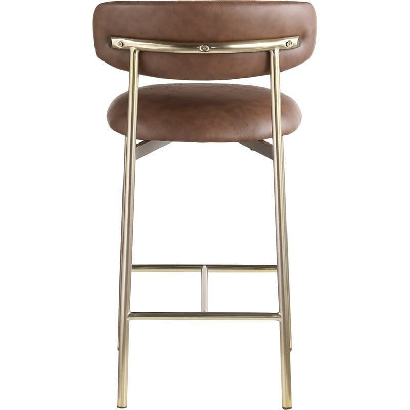 Meridian Furniture Lupita Brown Vegan Leather Counter Stool (Set of 2)