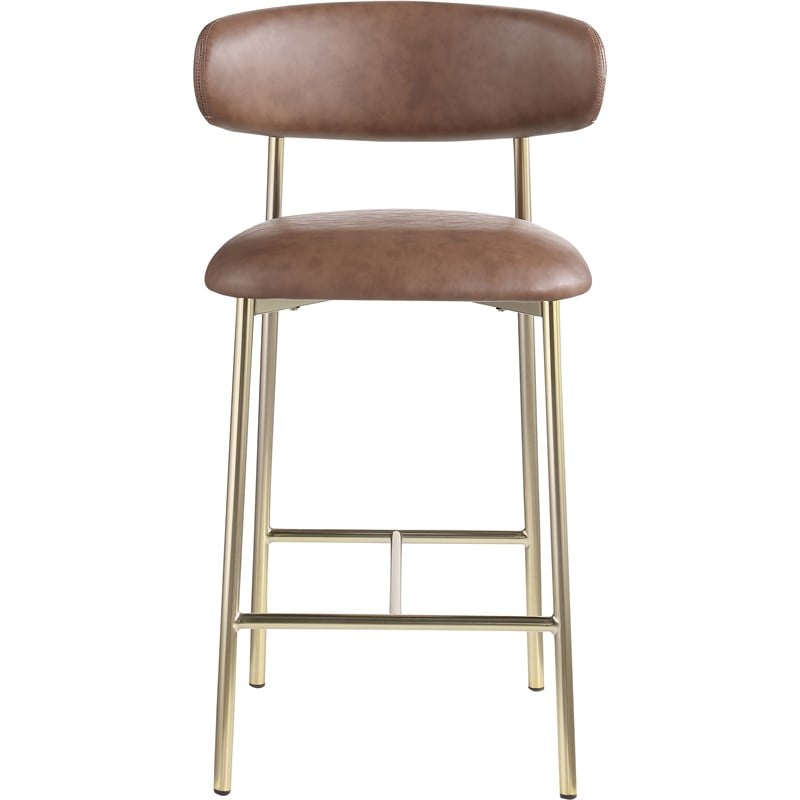 Meridian Furniture Lupita Brown Vegan Leather Counter Stool (Set of 2)