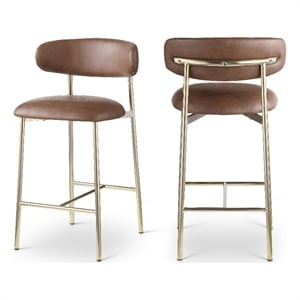 Meridian Furniture Lupita Brown Vegan Leather Counter Stool (Set of 2)