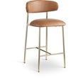 Meridian Furniture Lupita Cognac Vegan Leather Counter Stool (Set of 2)