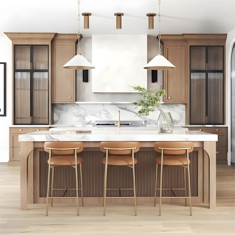 Meridian Furniture Lupita Cognac Vegan Leather Counter Stool (Set of 2)