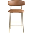 Meridian Furniture Lupita Cognac Vegan Leather Counter Stool (Set of 2)