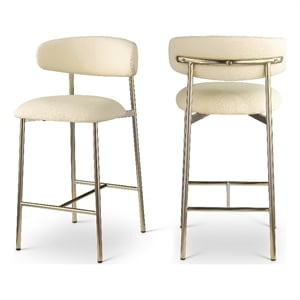 Meridian Furniture Lupita Cream Vegan Leather Counter Stool (Set of 2)