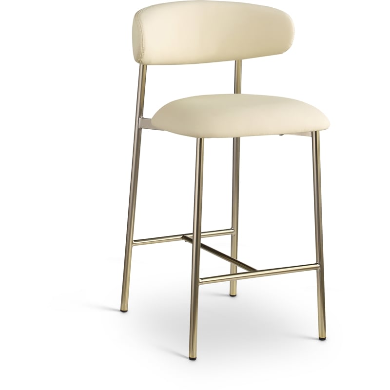 Meridian Furniture Lupita Cream Vegan Leather Counter Stool (Set of 2)