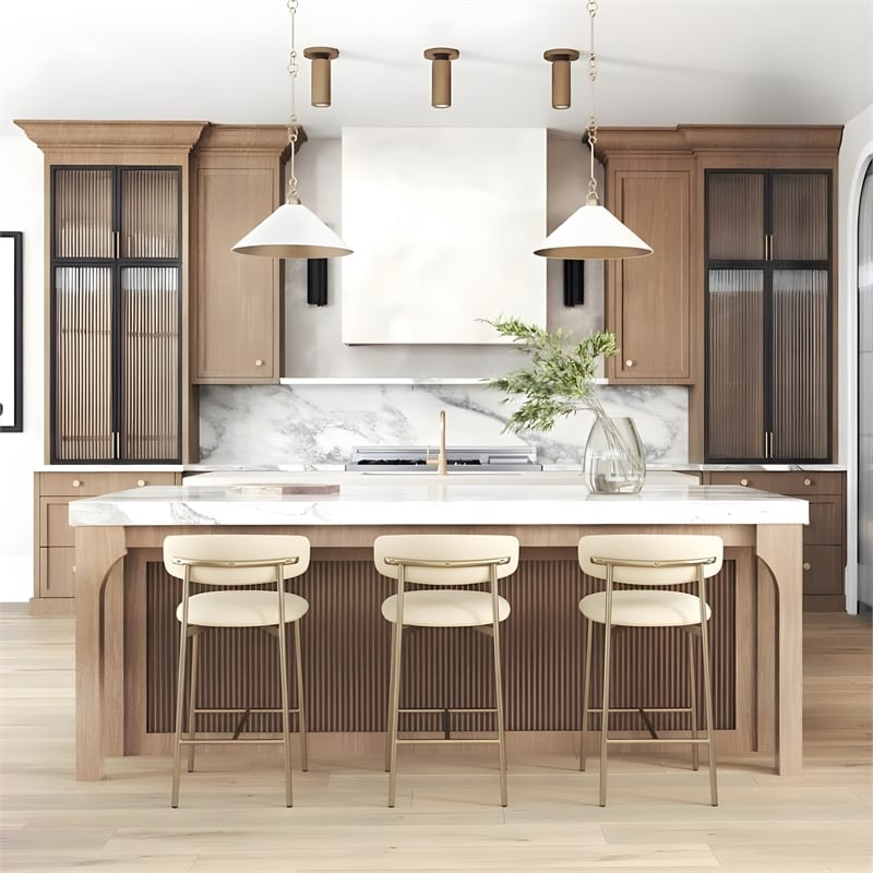 Meridian Furniture Lupita Cream Vegan Leather Counter Stool (Set of 2)