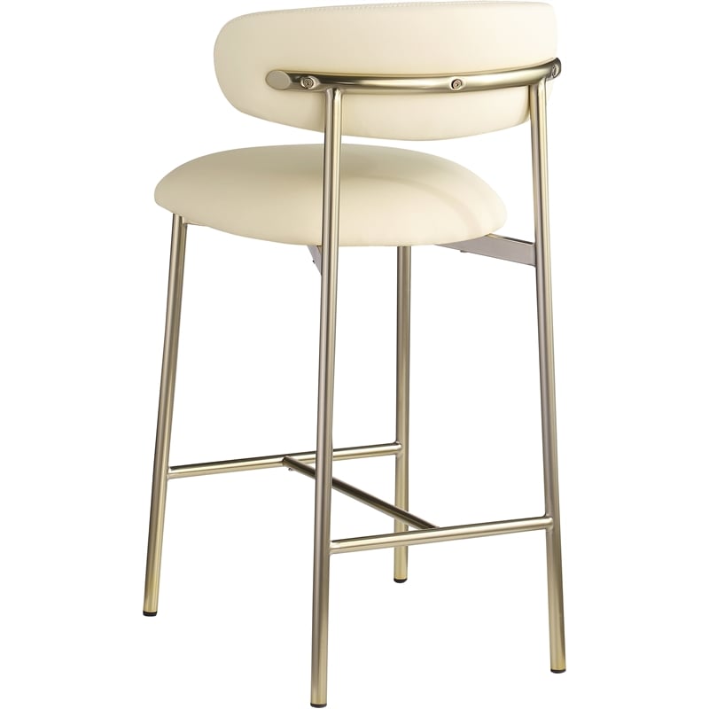 Meridian Furniture Lupita Cream Vegan Leather Counter Stool (Set of 2)
