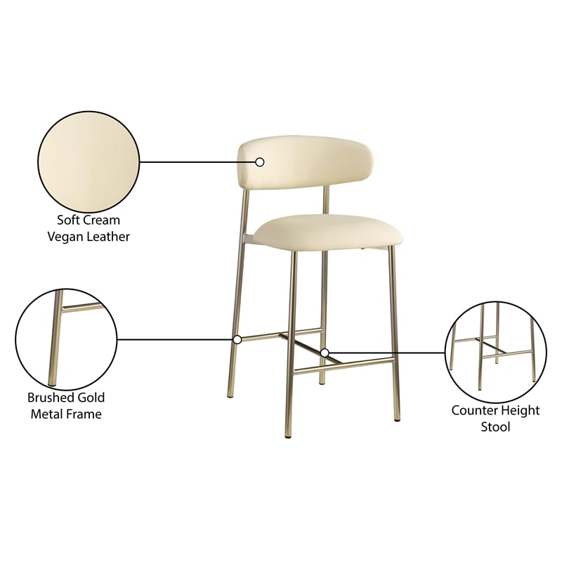 Meridian Furniture Lupita Cream Vegan Leather Counter Stool (Set of 2)
