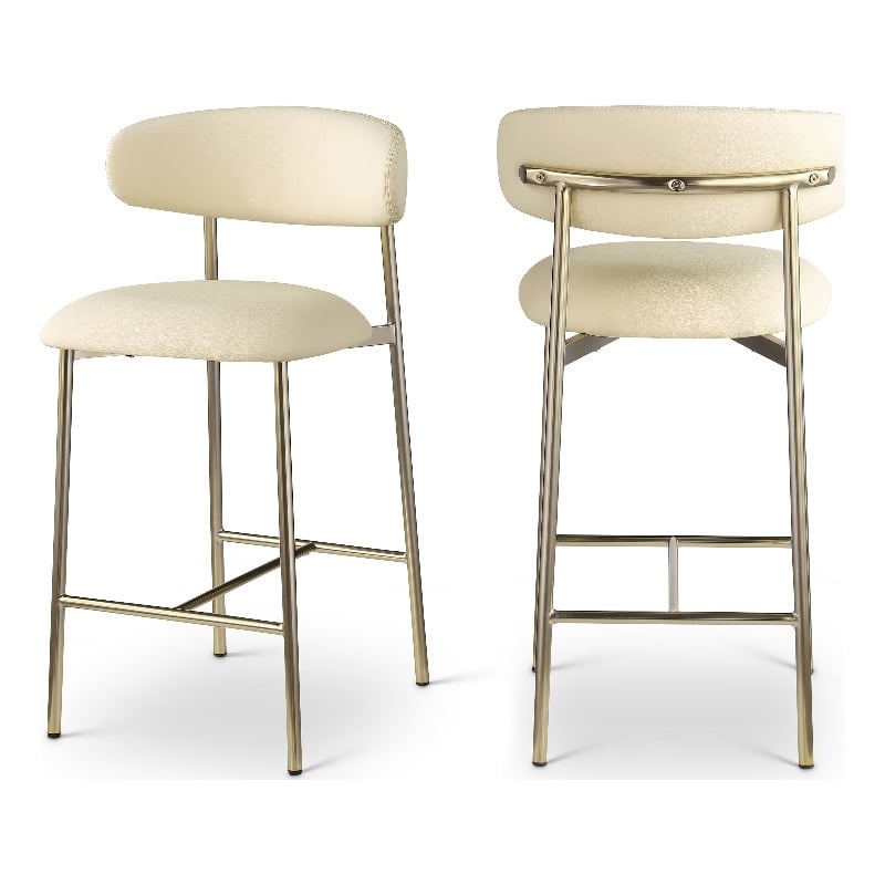 Meridian Furniture Lupita Cream Vegan Leather Counter Stool (Set of 2)